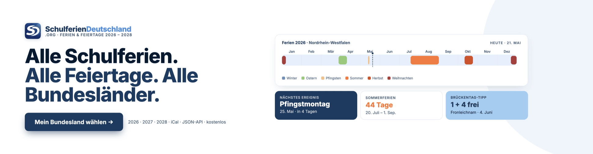 SchulferienDeutschland.org — Alle Schulferien, Feiertage und Bundesländer 2026-2028