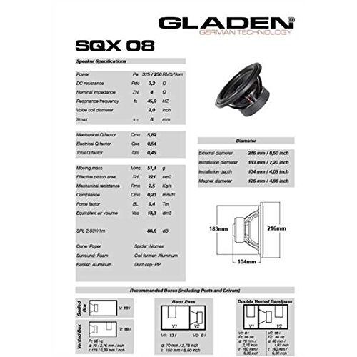 Auto-Lautsprecher (20cm) Gladen Audio SQX Line 8