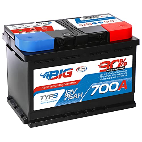 Autobatterie 75Ah BIG PKW Batterie 12V
