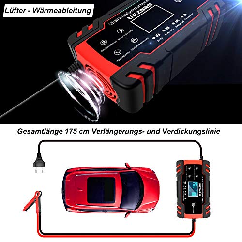 Autobatterie-Ladegerät Ueznirn Ladegerät Autobatterie 12V/24V
