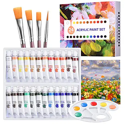 Acrylfarben ATMOKO 29 Stück Set, 24pcs , 3pcs Künstlerpinsel