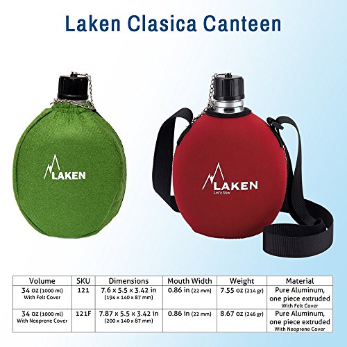 Alu-Trinkflasche Laken Alu-Feldflasche Clasica mit Neopren Cover