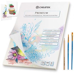 Aquarellpapier CreaTek A4 | 30 Blatt | 300g | geleimt kaltgepresst
