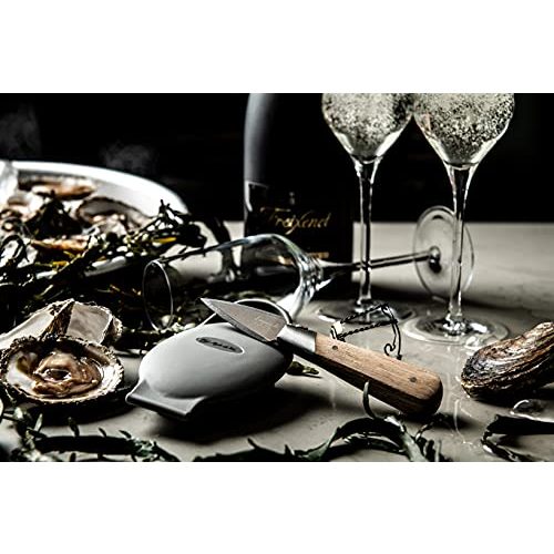 Austernmesser Laguiole Style de Vie Luxury Line, Eichenholz, mit Austernhalter