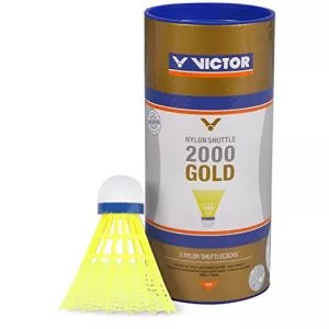 Badminton-Bälle VICTOR Nylon Shuttle 2000 Gold 3er-Gelb-Blau