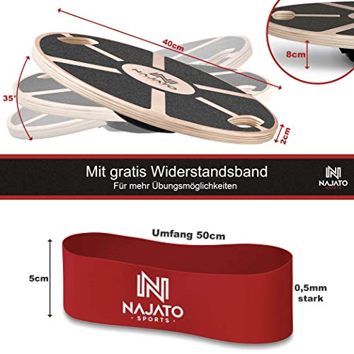 Balance-Board NAJATO Sports Balance Board – Wackelbrett mit rutschfestem gummiertem Standfuß