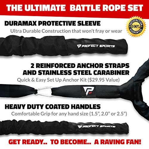 Battle-Rope Profect Sports Pro Battle Ropes mit Anker Strap Kit