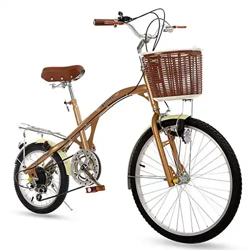 Beach-Cruiser LFANH Damen Shopper Stadt-Fahrrad, 7-Gang