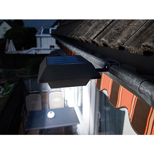 Dachrinnen-Leuchten Lunartec Dachrinnenbeleuchtung: Solar-LED-Dachrinnenleuchte mit PIR-Sensor