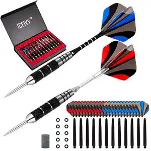 Dartpfeile ICEIVY Dart Pfeile mit Metallspitze, 12 Stück Steel Tip