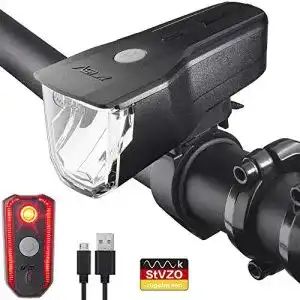 Fahrradbeleuchtung USB BV LED Fahrradlicht Set, StVZO