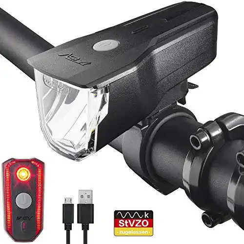 Fahrradbeleuchtung USB BV LED Fahrradlicht Set, StVZO