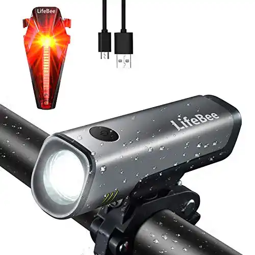 Fahrradbeleuchtung USB LIFEBEE LED Fahrradlicht Set, StVZO