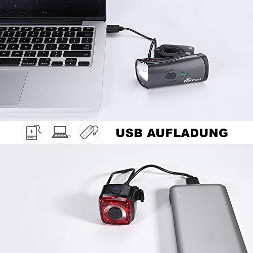 Fahrradbeleuchtung USB toptrek Fahrradlicht Set, LED