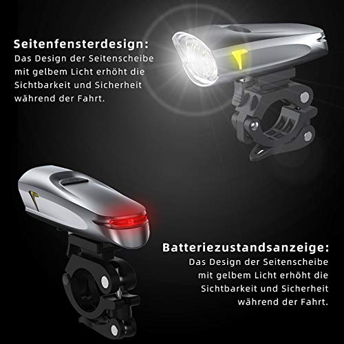 Fahrradlampe LIFEBEE USB Aufladbar Fahrradlicht Set, CREE LED
