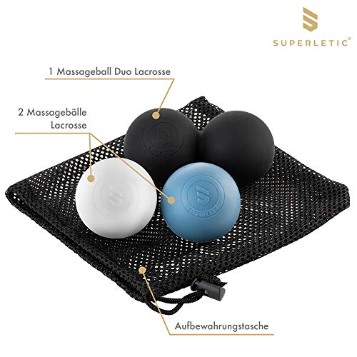Faszienball SUPERLETIC ® Lacrosse Massageball Set Elite [6 cm Durchmesser] zur Selbstmassage
