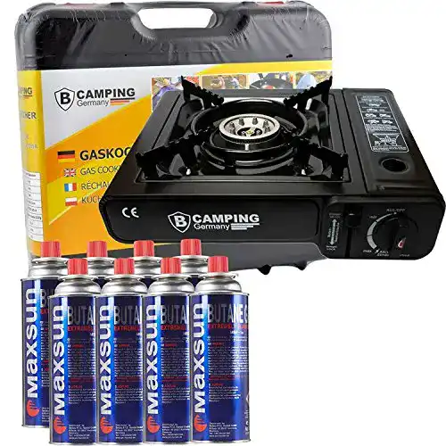 Gaskocher 1-flammig StyleKiste Gaskocher mit 8 Gaskartuschen