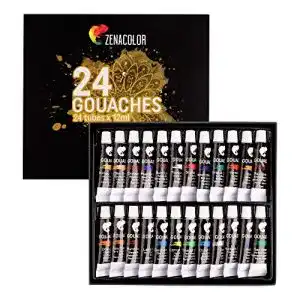 Gouachefarben Zenacolor 24 x 12mL in Tuben Set mit 24 Farbtönen