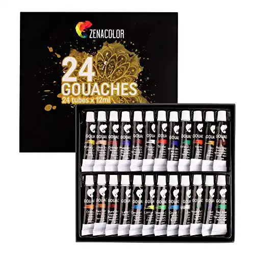 Gouachefarben Zenacolor 24 x 12mL in Tuben Set mit 24 Farbtönen