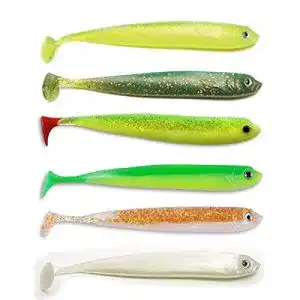 Gummifisch der Stachelritter 30 Stück Fluo- Zanderuki 13cm/ 10g Set 1 (6 Farben) Set Köder Hecht
