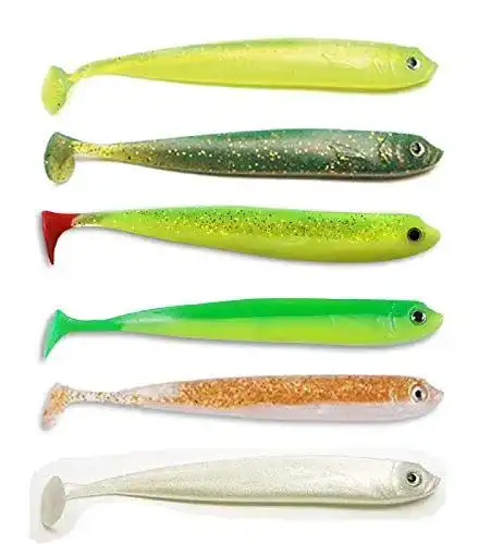 Gummifisch der Stachelritter 30 Stück Fluo- Zanderuki 13cm/ 10g Set 1 (6 Farben) Set Köder Hecht
