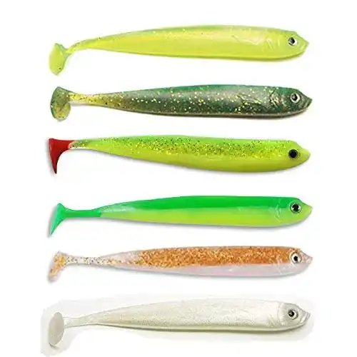 Gummifisch der Stachelritter 30 Stück Fluo- Zanderuki 13cm/ 10g Set 1 (6 Farben) Set Köder Hecht