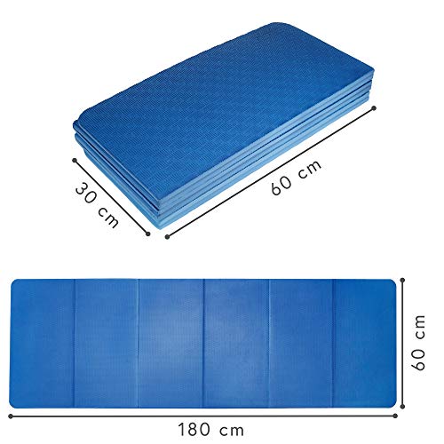 Gymnastikmatte POWRX Faltbar PVC Frei 180 x 60 x 1,5 cm Blau oder Schwarz