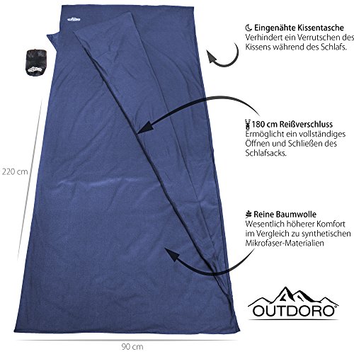 Hüttenschlafsack Outdoro , Ultra-Leichter Reise-Schlafsack dünn