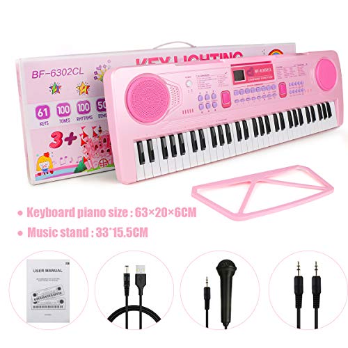 Keyboard mit Leuchttasten RenFox Klaviertastatur 61 Leuchttasten