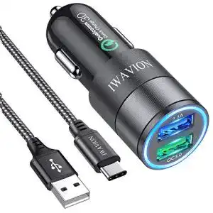 Kfz-Ladegerät Auto Ladegerät, IWAVION Quick Charge 3.0+2.4A 30W