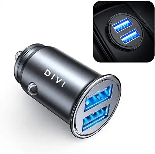 Kfz-Ladegerät DIVI Zigarettenanzünder USB Ladegerät, 4.8A Metall