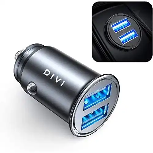 Kfz-Ladegerät DIVI Zigarettenanzünder USB Ladegerät, 4.8A Metall