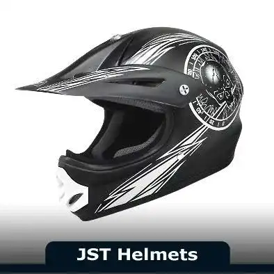 Kinder-Motorradhelm Saferide | Helm Motorrad Black-Weiß Matt