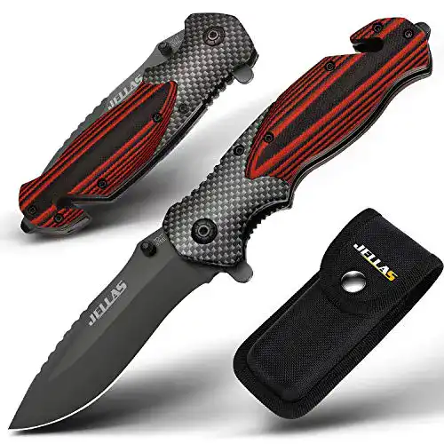 Klappmesser Jellas Aktualisiert 4-in-1 9Cr18Mov Edelstahl Outdoor