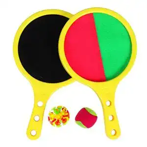 Klettballspiel EQLEF für Kinder, Klett-Self-Stick-Schläger-Wurf- und Fang-Sportspielset Sand