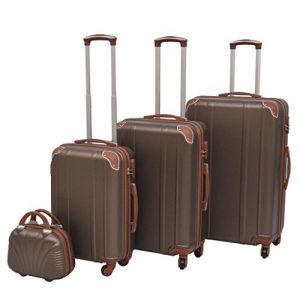 4-piece suitcase set vidaXL 4-piece suitcase set. Coffee brown set trolley