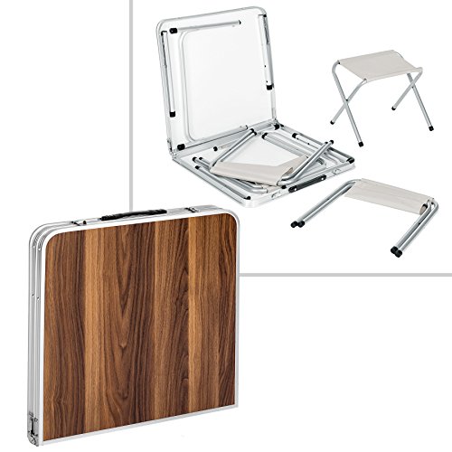 Koffertisch TecTake mit 4 Sitzhocker Campingmöbel Set