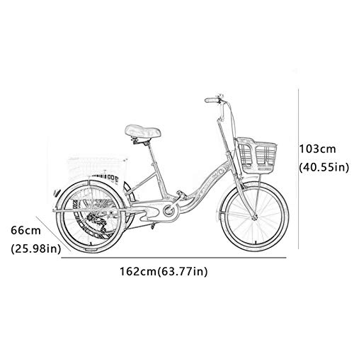 Lastenrad ZNND Tricycle for Adults 20 Zoll Dreirad Für Erwachsene Senioren Frauen Männer