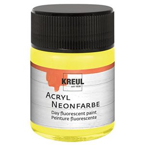 Leuchtfarbe Kreul 77561 – Acryl Neonfarbe, 50 ml Glas in neongelb