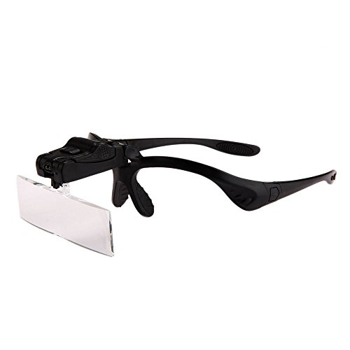 Lupenbrille TOOGOO(R) Brillenlupe Lupe mit 2 LEDs 5 Linse
