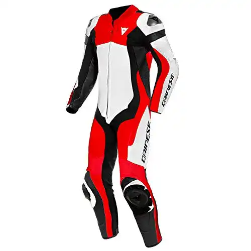 Motorrad-Lederkombi Dainese Assen 2 1-Teiler Weiß/Rot/Schwarz
