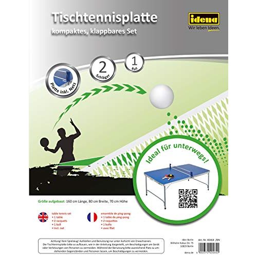 Outdoor-Tischtennisplatte Idena 40464 – Tischtennisplatte compact, klappbar, 160 x 80 x 70 cm