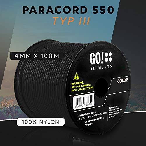 Paracord GO!elements 100m Seil aus reißfester Nylonschnur 4mm