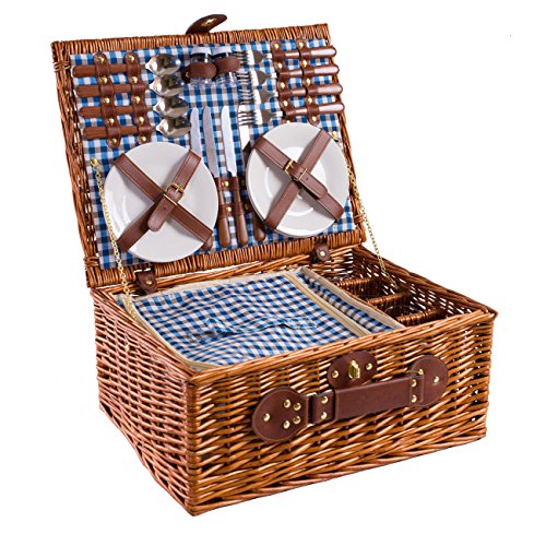 Die beste picknickkorb egenuss ly12041blu handgefertigtes fuer 4 personen Bestsleller kaufen