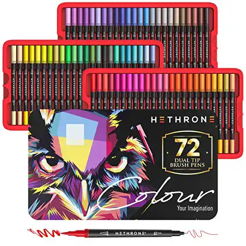 Pinselstifte Hethrone Dual Tip Brush Pen Set 72 Malstifte Filzstift