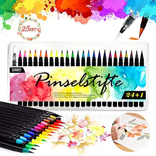 Pinselstifte SUNNEY Set, 24 Aquarell + 1 Wassertankpinsel
