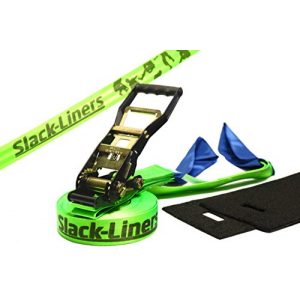 Slackline Slack-Liners 4 Teiliges -Set LEUCHTGRÜN – 50mm breit