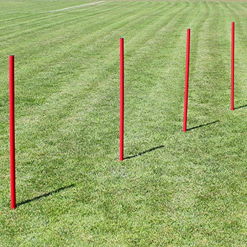 Slalomstange Superspieler24 5 x 100 cm mit Metallspitze, ø 32 mm (rot), Fußballtraining