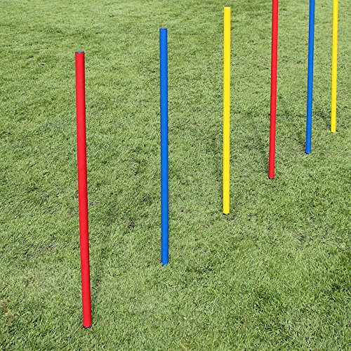 Slalomstange Superspieler24 5 x 100 cm mit Metallspitze, ø 32 mm (rot), Fußballtraining