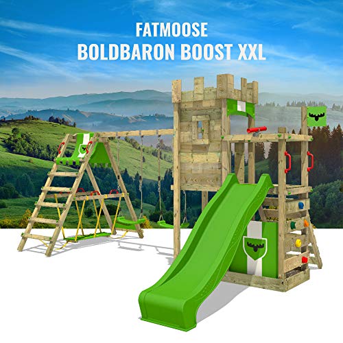 Spielturm Fatmoose Ritterburg BoldBaron mit Schaukel, SurfSwing